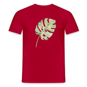 Monstera Blatt Aquarell Grün - Männer T-Shirt - Rot - Vorne - AI Model Male 178 dark (178cm)