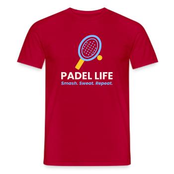Padel Life Shirt Smash Sweat Repeat Padel Player - Männer T-Shirt - Rot - Vorne - AI Model Male 178 dark (178cm)