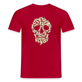 Schädel aus Katzen - Männer T-Shirt - Rot - Vorne - AI Model Male 178 dark (178cm)