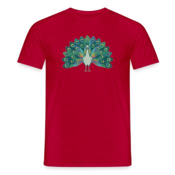 Pfau - Männer T-Shirt - Rot - Vorne - AI Model Male 178 dark (178cm)