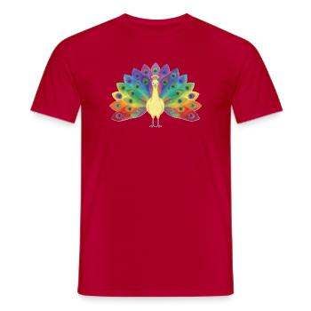 Regenbogenpfau in Federn - Männer T-Shirt - Rot - Vorne - AI Model Male 178 dark (178cm)