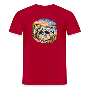 Föhr Inselglück Strandmotiv - Männer T-Shirt - Rot - Vorne - AI Model Male 178 dark (178cm)