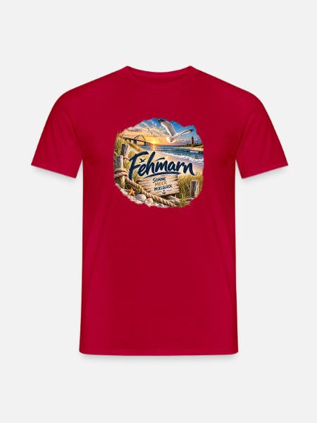 Föhr Inselglück Strandmotiv - Männer T-Shirt - Rot