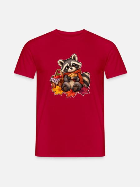 Herbst-Waschbär-Picknick - Männer T-Shirt - Rot