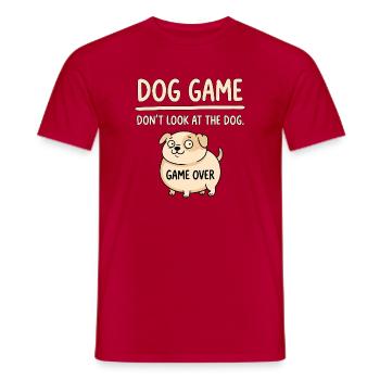 Hunde Spiel Nicht Gucken - Männer T-Shirt - Rot - Vorne - AI Model Male 178 dark (178cm)