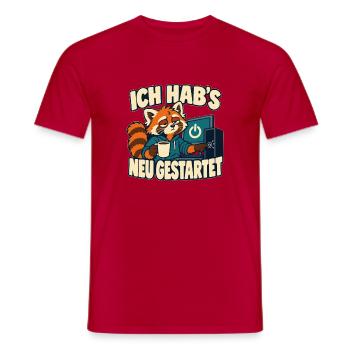 Ich hab’s neu gestartet – IT-Support Admin Spruch - Männer T-Shirt - Rot - Vorne - AI Model Male 178 dark (178cm)