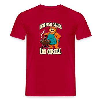 Ich hab alles im Grill – Grillbär Grillmeister - Männer T-Shirt - Rot - Vorne - AI Model Male 178 dark (178cm)
