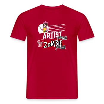 Artist by day Zombie by night - Künstlerin - Männer T-Shirt - Rot - Vorne - AI Model Male 178 dark (178cm)