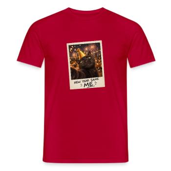 New Year Same Me Schwarze Katze Silvester - Männer T-Shirt - Rot - Vorne - AI Model Male 178 dark (178cm)
