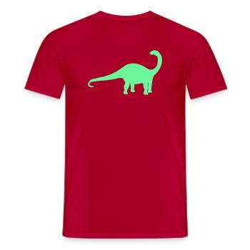 Neon Dino Silhouette - Männer T-Shirt - Rot - Vorne - AI Model Male 178 dark (178cm)