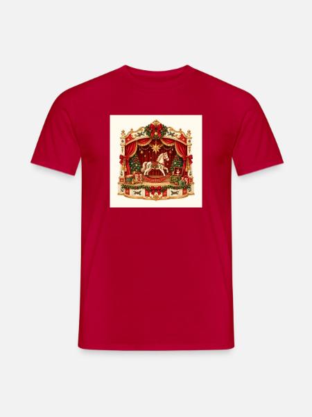 Weihnachts-Schaukelpferde-Spielzeugtheater - Männer T-Shirt - Rot