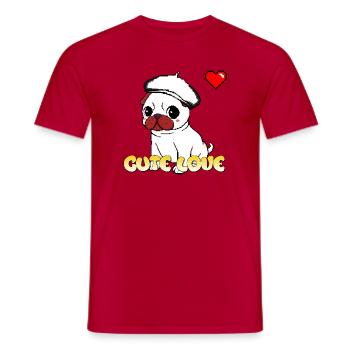 Süßer Liebes-Mops - Männer T-Shirt - Rot - Vorne - AI Model Male 178 dark (178cm)