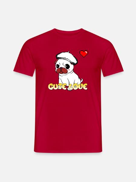 Süßer Liebes-Mops - Männer T-Shirt - Rot