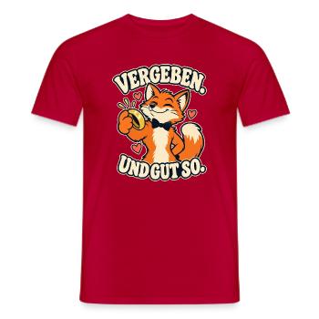 Vergeben. Und gut so. – Fuchs Hochzeit Ring - Männer T-Shirt - Rot - Vorne - AI Model Male 178 dark (178cm)