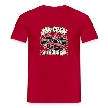 JGA-Crew – Wir geben Gas – Autos Party - Männer T-Shirt - Rot - Vorne - AI Model Male 178 dark (178cm)