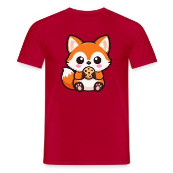 Süßer Fuchs mit Keks Cartoon Chibi Kawaii - Männer T-Shirt - Rot - Vorne - AI Model Male 178 dark (178cm)