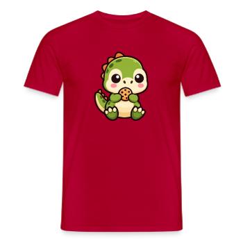 Süßer T-Rex Dinosaurier Cartoon Chibi Keks - Männer T-Shirt - Rot - Vorne - AI Model Male 178 dark (178cm)
