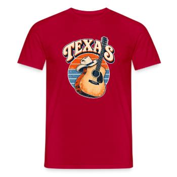 Texas Retro Gitarre & Cowboy Hut - Männer T-Shirt - Rot - Vorne - AI Model Male 178 dark (178cm)