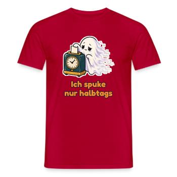 Ich spuke nur halbtags – Geist mit Stempelkarte - Männer T-Shirt - Rot - Vorne - AI Model Male 178 dark (178cm)