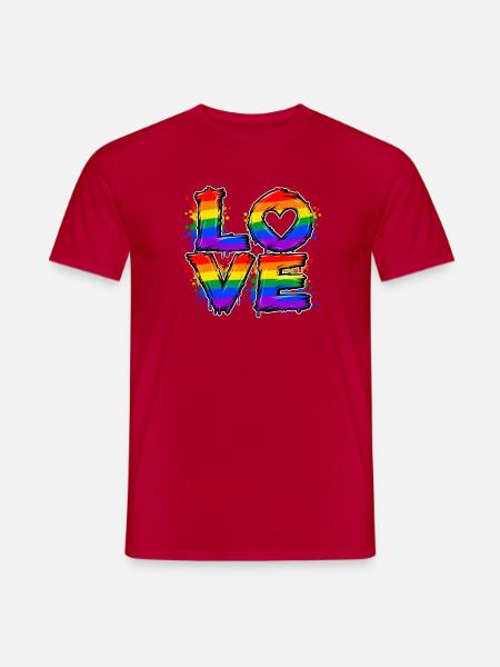 Liebe im Regenbogen-Look - Männer T-Shirt - Rot