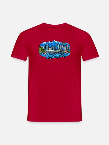 Vancouver Skyline Meerblick - Männer T-Shirt - Rot