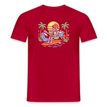 Halloween Skeleton Surfing Tropical Sunset Palm Tr - Männer T-Shirt - Rot - Vorne - AI Model Male 178 dark (178cm)