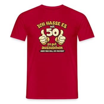 Ich hasse es, mit 50 so gut auszusehen – Vintage - Männer T-Shirt - Rot - Vorne - AI Model Male 178 dark (178cm)