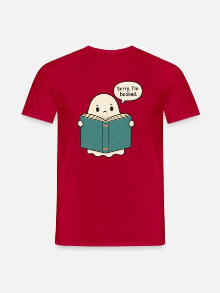Gebuchte Geisterlesung: Ruhige Bibliotheksstimmung - Männer T-Shirt - Rot