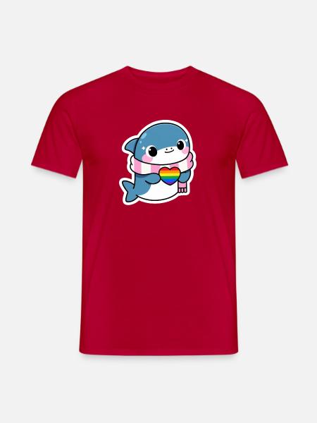 Niedlicher Hai Gaypride - Männer T-Shirt - Rot