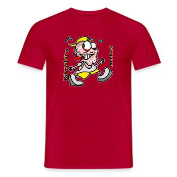 Kilometerfresser Cartoonmotiv für Läufer - Männer T-Shirt - Rot - Vorne - AI Model Male 178 dark (178cm)