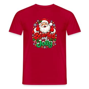 Bartig und Fröhlich: Weihnachtsmann - Männer T-Shirt - Rot - Vorne - AI Model Male 178 dark (178cm)
