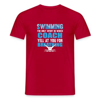 Schwimmen Lustig Trainer Schwimmer Spruch Sport - Männer T-Shirt - Rot - Vorne - AI Model Male 178 dark (178cm)
