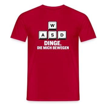 Was einen gealterten PC-Gamer bewegt - WASD - Männer T-Shirt - Rot - Vorne - AI Model Male 178 dark (178cm)