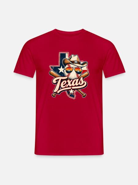 Texas Baseball Cowboy Retro - Männer T-Shirt - Rot