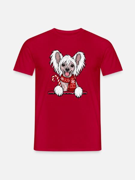Weihnachten Chinesischer Schopfhund - Männer T-Shirt - Rot
