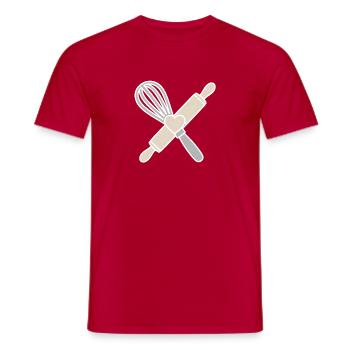 Schneebesen & Nudelholz Herz T-Shirt Design - Männer T-Shirt - Rot - Vorne - AI Model Male 178 dark (178cm)