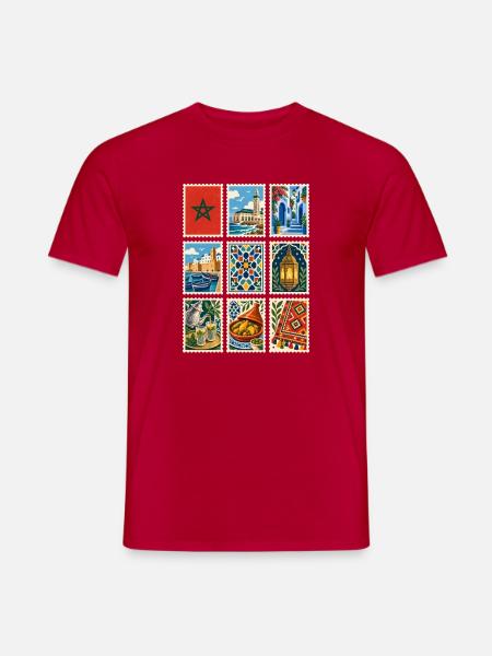 Marokko Briefmarken - Männer T-Shirt - Rot