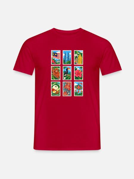 Malaysia Briefmarken - Männer T-Shirt - Rot