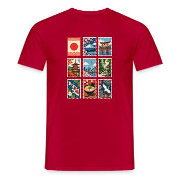Japan Briefmarken - Männer T-Shirt - Rot - Vorne - AI Model Male 178 dark (178cm)