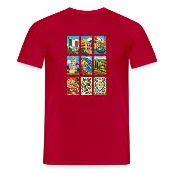 Italien Briefmarken - Männer T-Shirt - Rot - Vorne - AI Model Male 178 dark (178cm)