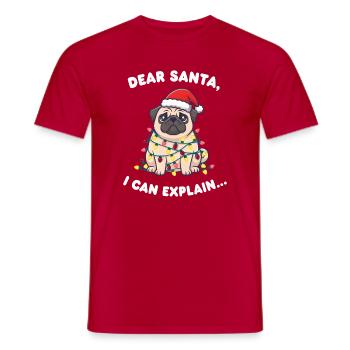 Weihnachts Dog mit Lichterkette - Männer T-Shirt - Rot - Vorne - AI Model Male 178 dark (178cm)
