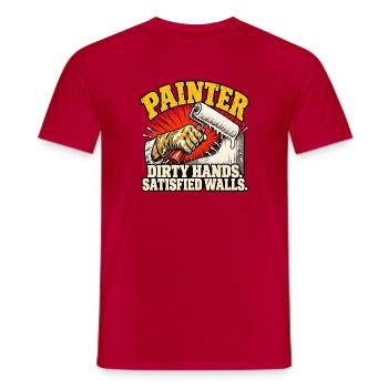 Maler schmutzige Hände zufriedene Wände - Männer T-Shirt - Rot - Vorne - AI Model Male 178 dark (178cm)