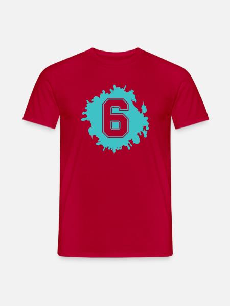 Sechs im Farbspritzer - Männer T-Shirt - Rot