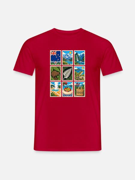 Neuseeland Briefmarken - Männer T-Shirt - Rot