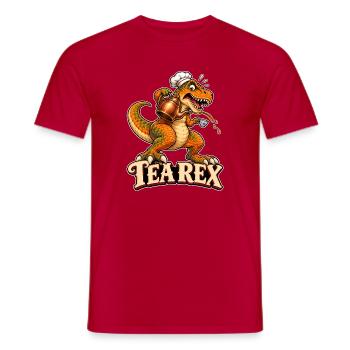TeaRex Dino Tee - Teezeit Dino - Männer T-Shirt - Rot - Vorne - AI Model Male 178 dark (178cm)