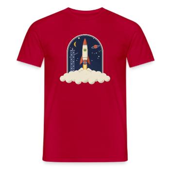 Retro Rakete beim Start, Nachthimmel-Badge - Männer T-Shirt - Rot - Vorne - AI Model Male 178 dark (178cm)