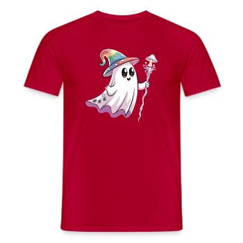  Kawaii Geist Mit Regenbogen Hexenhut Und Pilzstab - Männer T-Shirt - Rot - Vorne - AI Model Male 178 dark (178cm)