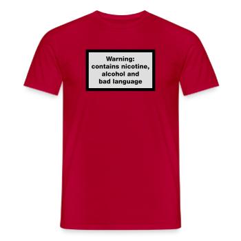Avertissement: contient, la nicotine, l'alcool et - T-shirt homme - rouge - Devant - AI Model Male 178 dark (178cm)