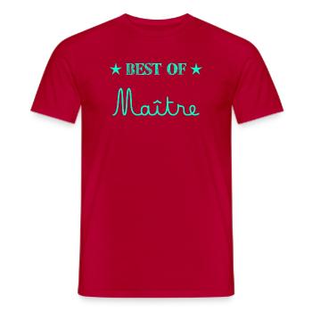 MERCI. MERCI MAÎTRE. CADEAU MAÎTRE. VACANCES. ÉTÉ. - T-shirt homme - rouge - Devant - AI Model Male 178 dark (178cm)
