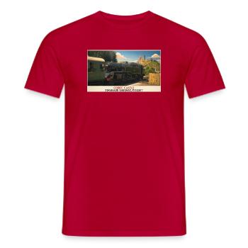 Corfe Castle Dampflok-Plakat - Männer T-Shirt - Rot - Vorne - AI Model Male 178 dark (178cm)